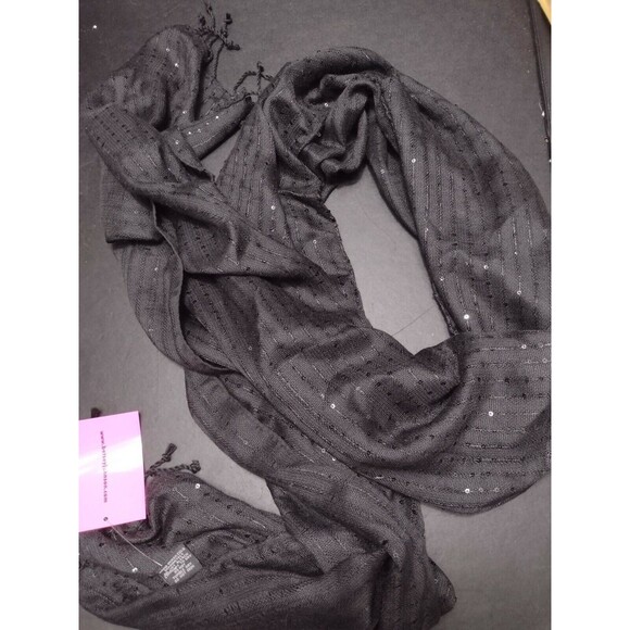 Betsey Johnson black shimmery scarf - Picture 1 of 8